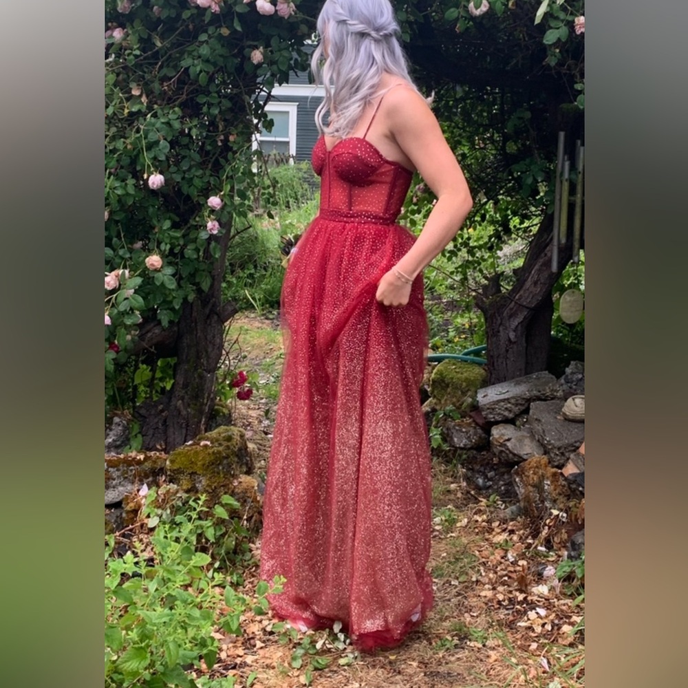Maniju red sparkly prom dress